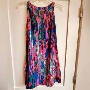 NWOT.. BLOOMINGDALES Charlie Jade Multicolor Abstract A-Line Midi Dress.